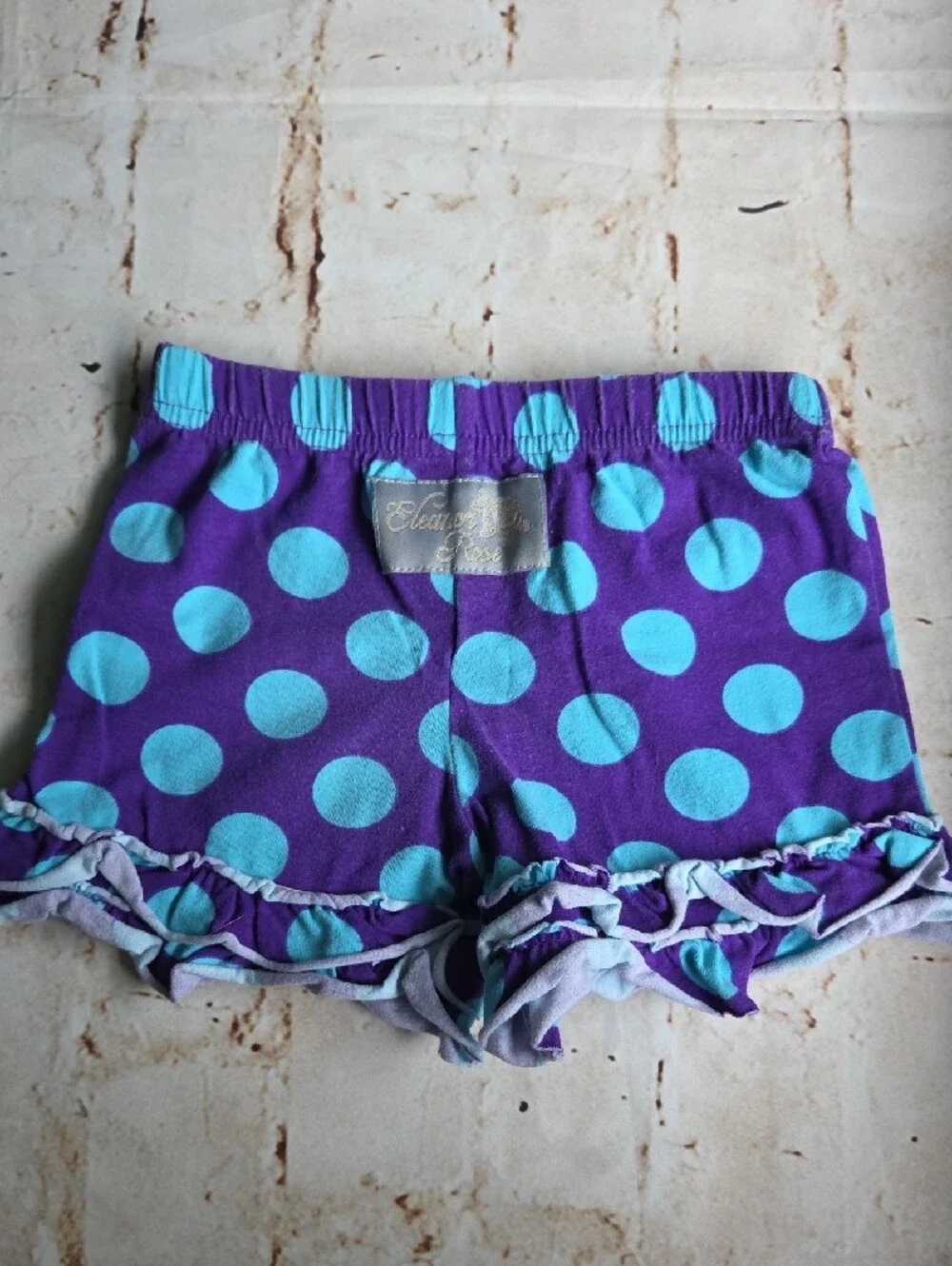 Eleanor Rose White Tank Top with Purple & Turquoise Polka Dot Shorts
